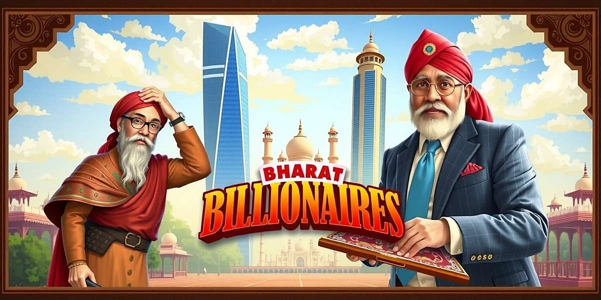 Bharat Billionaires Official Cover Bharat Billionaires game cover featuring Indian business tycoons, skyscrapers, and traditional markets